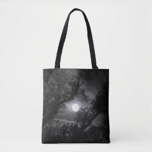 Bolso De Tela Luna Llena a través de las ramas