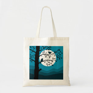 Bolso De Tela Luna llena de noche con pájaros