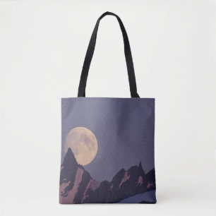 Bolso De Tela Luna Llena se Eleva Montañas Chugach Alaska