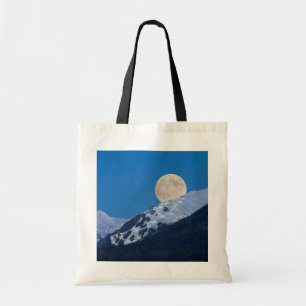 Bolso De Tela Luna llena sobre el resort de esquí Alyeska, Alask