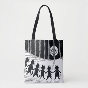 Bolso De Tela Luna llena y gatos, Louis Wain