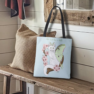 Bolso De Tela Luna Luna Verde Gato Blanco
