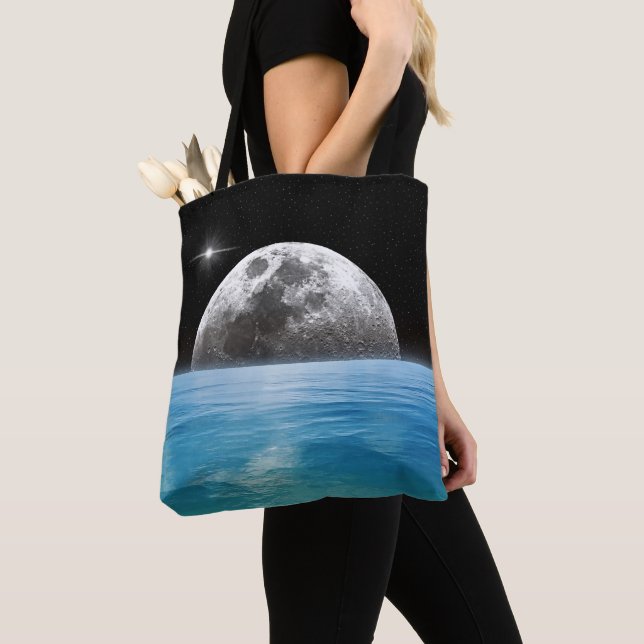 Bolso De Tela Luna sobre el océano (Detalle)