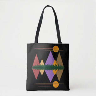 Bolso De Tela Luna Sobre Las Montañas #4
