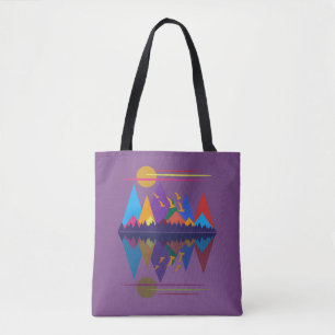 Bolso De Tela Luna Sobre Las Montañas #9