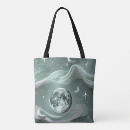 Bolso De Tela Luna Verde Menta Fresca Estética Tranquilizadora