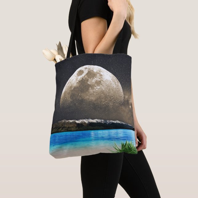 Bolso De Tela Luna Y Playa (Detalle)