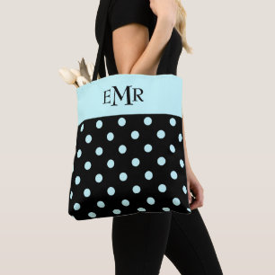 Bolso De Tela Lunares Azules de Gotitas de Lluvia sobre Monogram