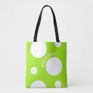 Bolso De Tela Lunares blancos grandes