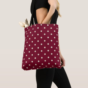 Bolso De Tela Lunares Burgundy Blancos