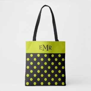 Bolso De Tela Lunares de la verde lima en monograma negro