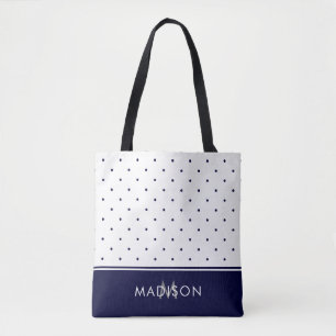 Bolso De Tela Lunares de los azules marinos y del blanco con el