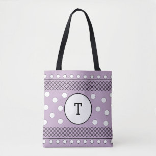 Bolso De Tela Lunares de Monograma Pastel Púrpura