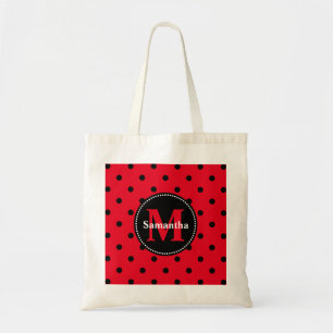Bolso De Tela Lunares en rojo y negro