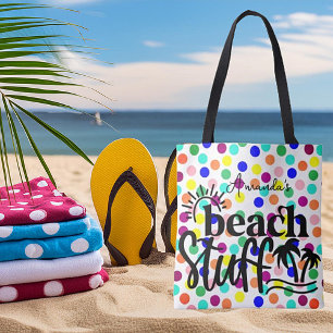 Bolso De Tela Lunares personalizados "Cosas de playa"
