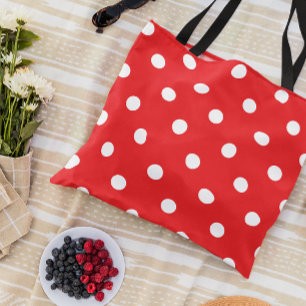 Bolso De Tela Lunares Rojos