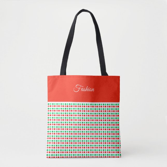 Bolso De Tela Lunares rojos y verdes de moda (Anverso)