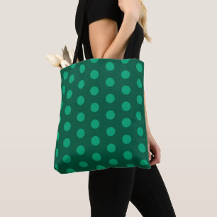 Bolso De Tela Lunares Verde Esmeralda