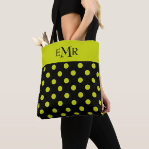 Bolso De Tela Lunares Verde Lima en Monograma Negro