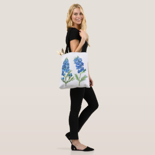 Bolso De Tela Lupinos Texas Azul Floral vintage acuarela