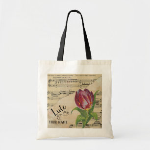 Bolso De Tela Lute Tulip Vintage Sheet Music Personalizado
