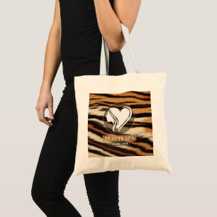 Bolso De Tela Luxury Beauty Spa Logo Elegant Tiger Print Salon