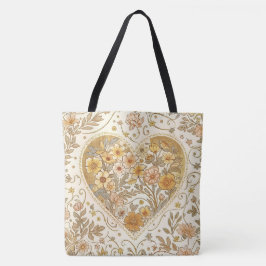 Bolso De Tela Luxury, , Beigi Gold ,Love Heart , Valentine's Day