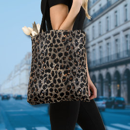 Bolso De Tela Luxury Glitter Brown Black Gold Leopard Pattern