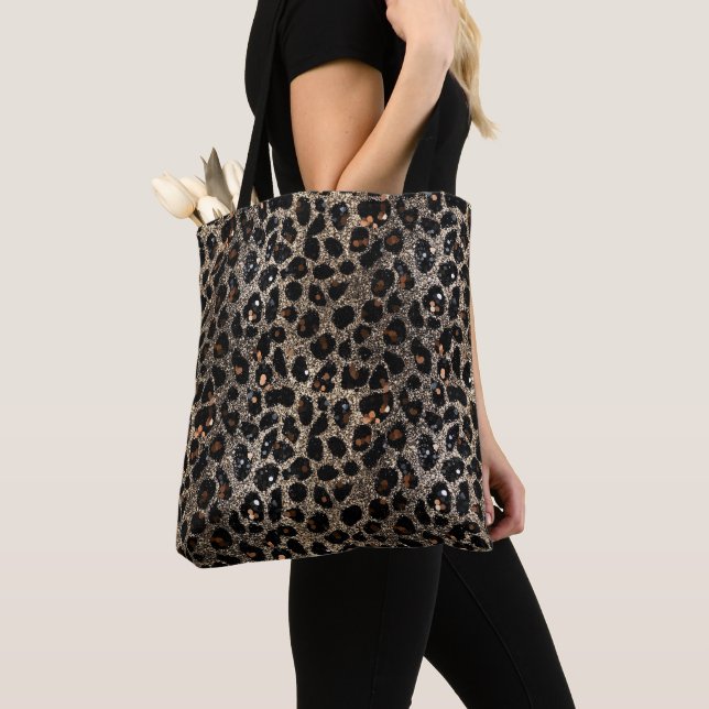 Bolso De Tela Luxury Glitter Brown Black Gold Leopard Pattern (Detalle)