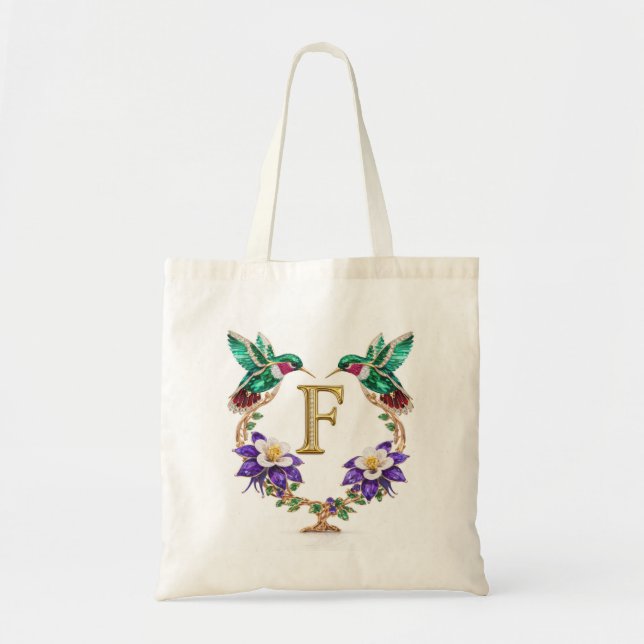 Bolso De Tela Luxury Jeweled Hummingbird Monogram F Wedding Tote (Frente)