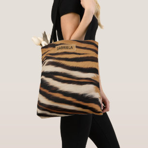 Bolso De Tela Luxury Tiger Skin Faux Fur Wild Animal Stripe