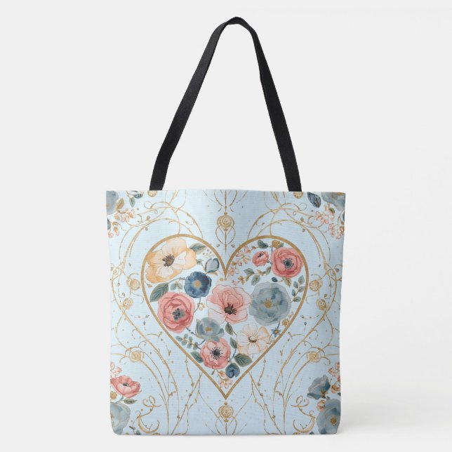 Bolso De Tela Luxury, Valentine's Day, Flowers of My Heart (Anverso)