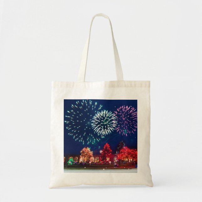 Bolso De Tela Luz decorativa personalizada de Feliz Navidad (Frente)