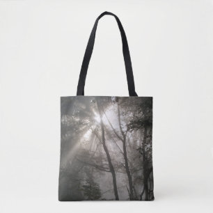 Bolso De Tela Luz del sol a través de árboles, bosque oscuro