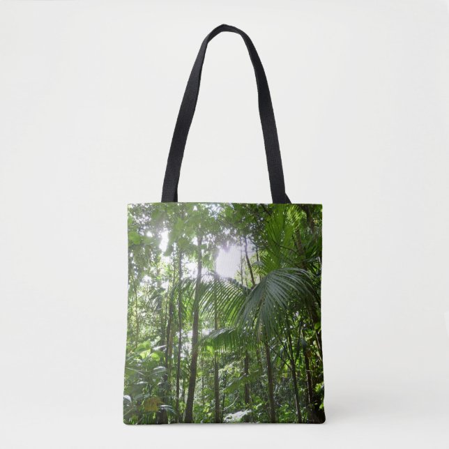 Bolso De Tela Luz solar a través de la selva tropical con cubier (Anverso)