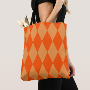 Bolso De Tela Luz y oscuro naranja rombo de arlequín a cuadros