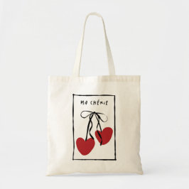 Bolso De Tela Ma Chérie Romantic Tote Bag | Minimal Heart Cherry