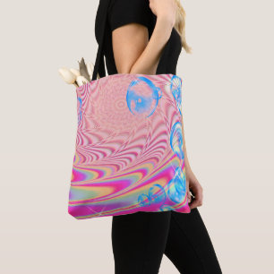 Bolso De Tela MACRAME'- Colorida imagen abstracta de arte fracta