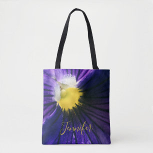 Bolso De Tela Macrofotografía de macro pansy púrpura inspiradora