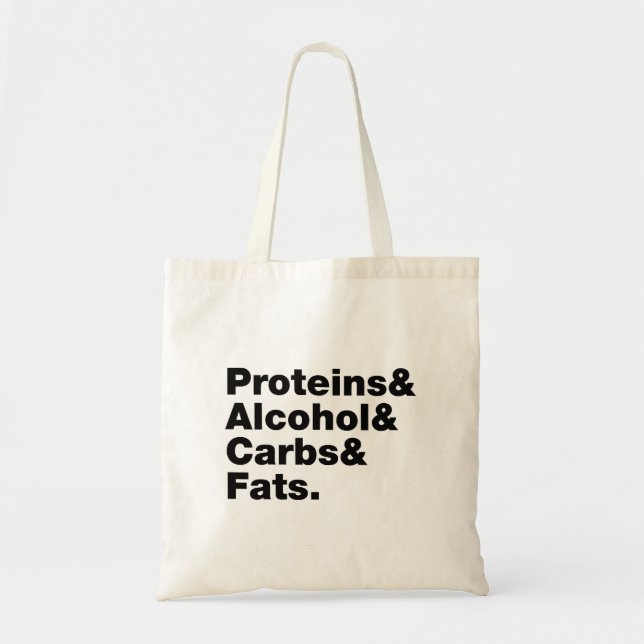 Bolso De Tela Macronutrientes. Proteínas, alcohol, carbohidratos (Frente)