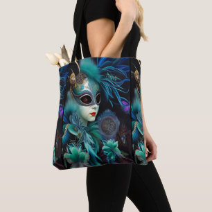 Bolso De Tela Madame Masquerade Verde azulada
