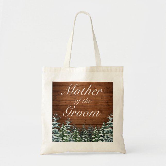 Bolso De Tela Madera de bosque de nieve madre de novio o Boda de (Frente)