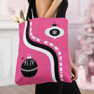 Bolso De Tela Madera De Navidad Rosa Y Negra Las Mujeres De Navi