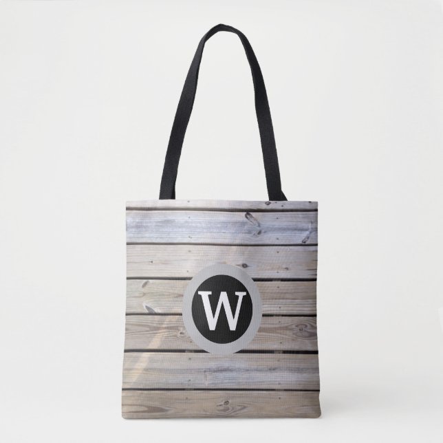 Bolso De Tela Madera de Playa Monogramada (Anverso)