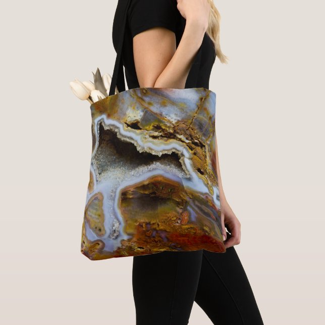 Bolso De Tela Madera Petrificada Con Cristales (Detalle)