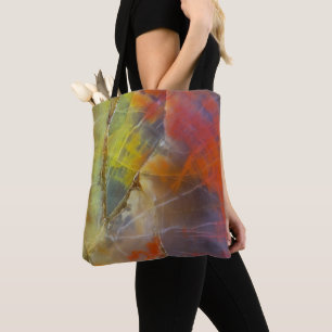 Bolso De Tela Madera Petrificada de Colores de Arcoíris