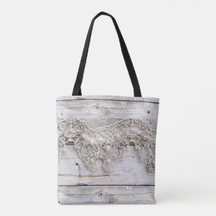 Bolso De Tela Madera rústica y encaje antiguo