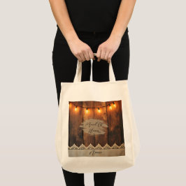 Bolso De Tela Madera Rústica y Encaje para la Boda