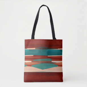 Bolso De Tela Madera y turquesa