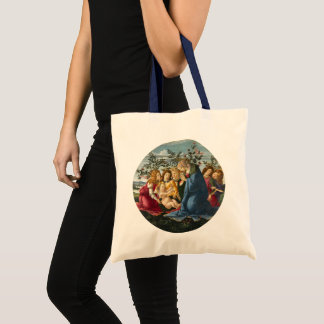Bolso De Tela Madonna Adorando al niño con 5 ángeles Botticelli